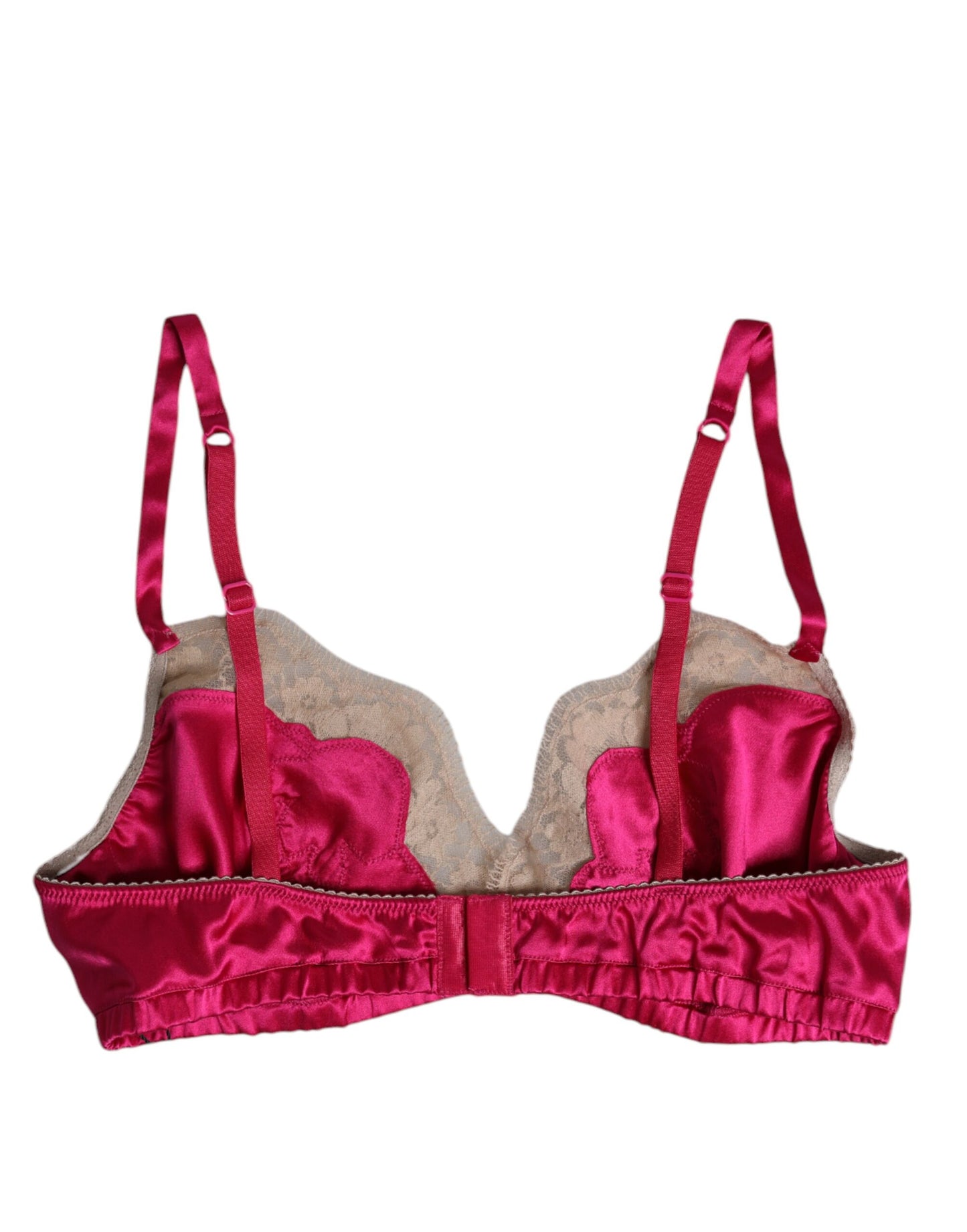 Dolce & Gabbana Magenta Floral Lace Silk Non Wire Bra