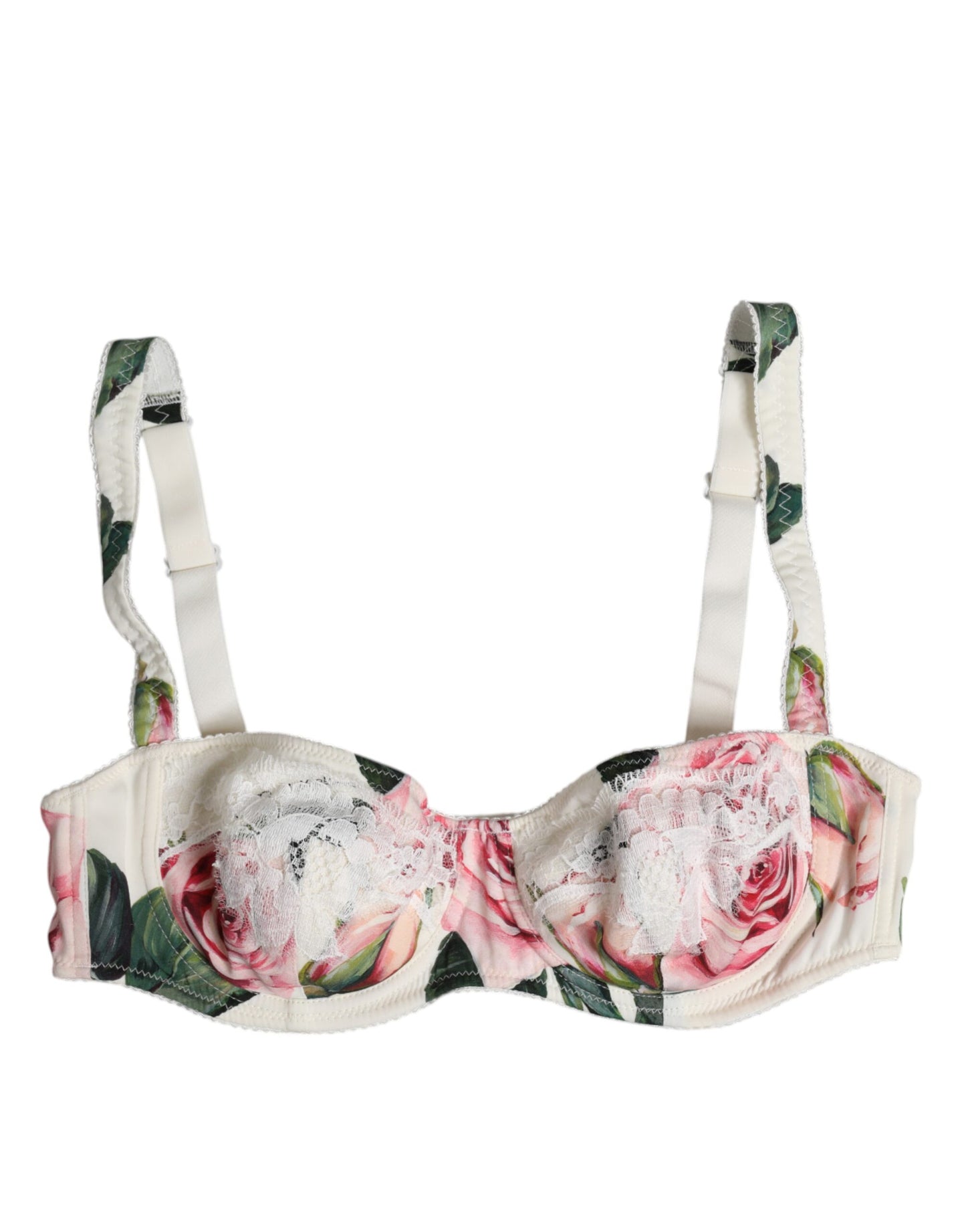 Dolce & Gabbana White Floral Balconette Underwired Bra
