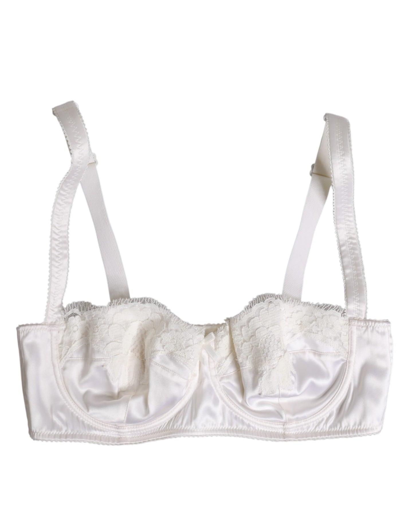 Dolce & Gabbana White Silk Underwired Balconette Bra