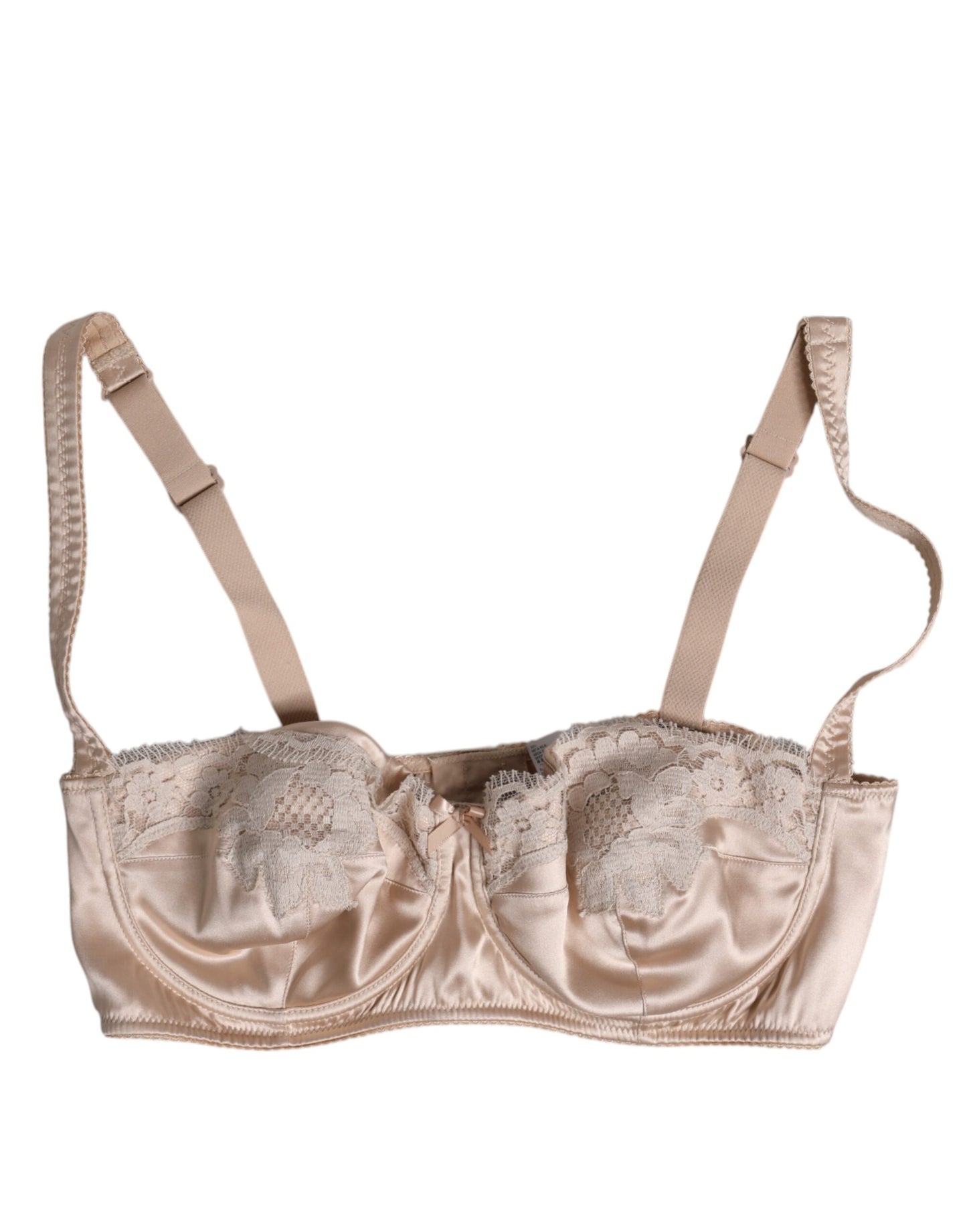 Dolce & Gabbana Beige Silk Underwired Balconette Bra