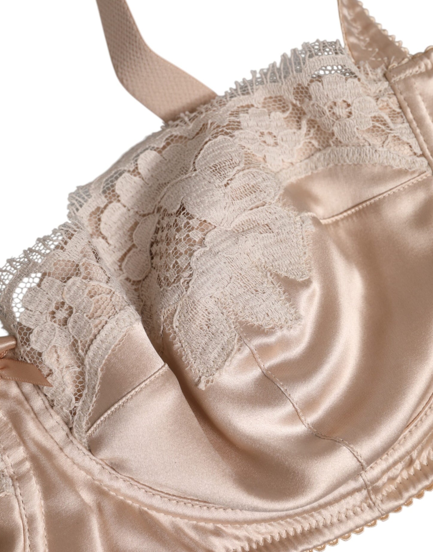Dolce & Gabbana Beige Silk Underwired Balconette Bra