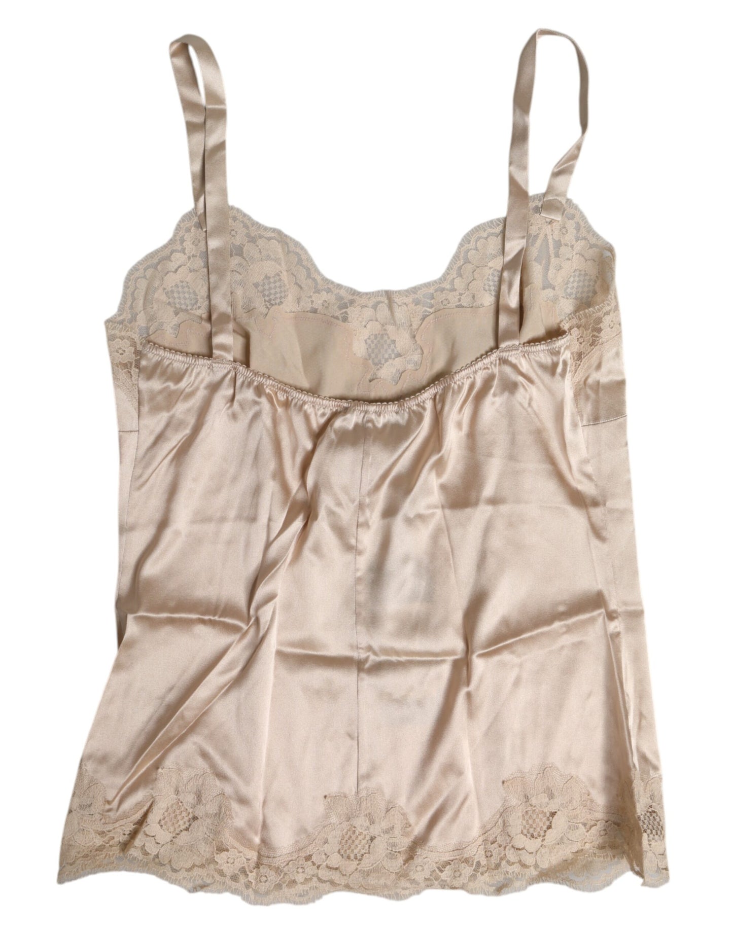 Dolce & Gabbana Beige Lace Silk Satin Tank Lingerie