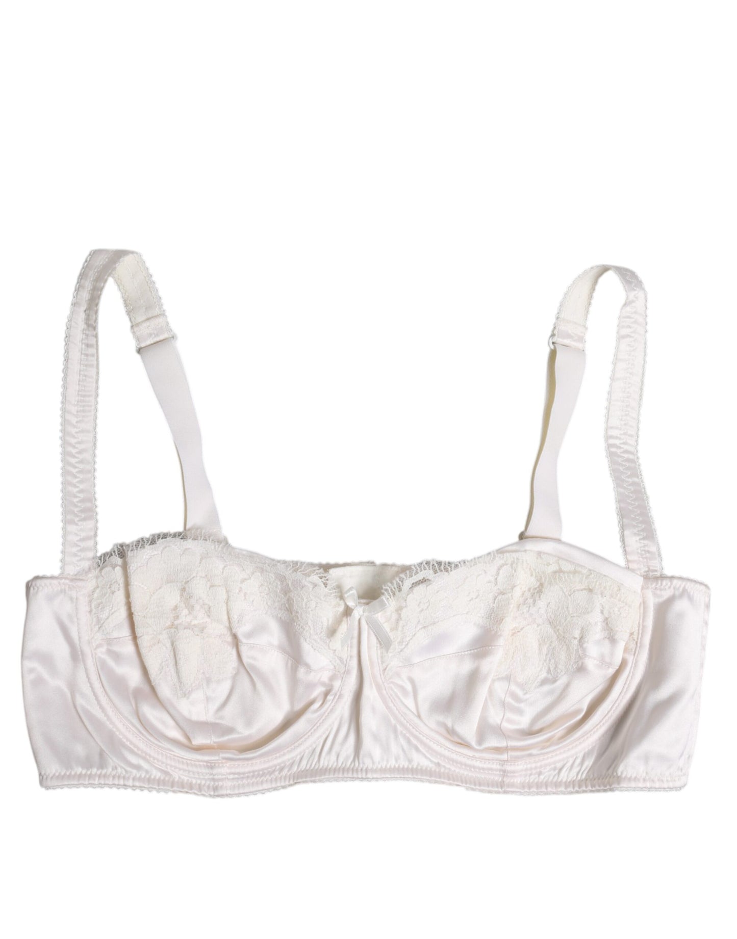 Dolce & Gabbana White Silk Underwired Balconette Bra