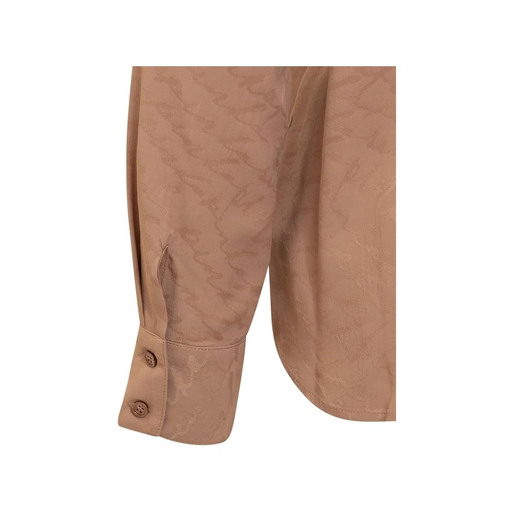 PINKO Beige Haircalf Shirt: Bold Jacquard Silk Elegance