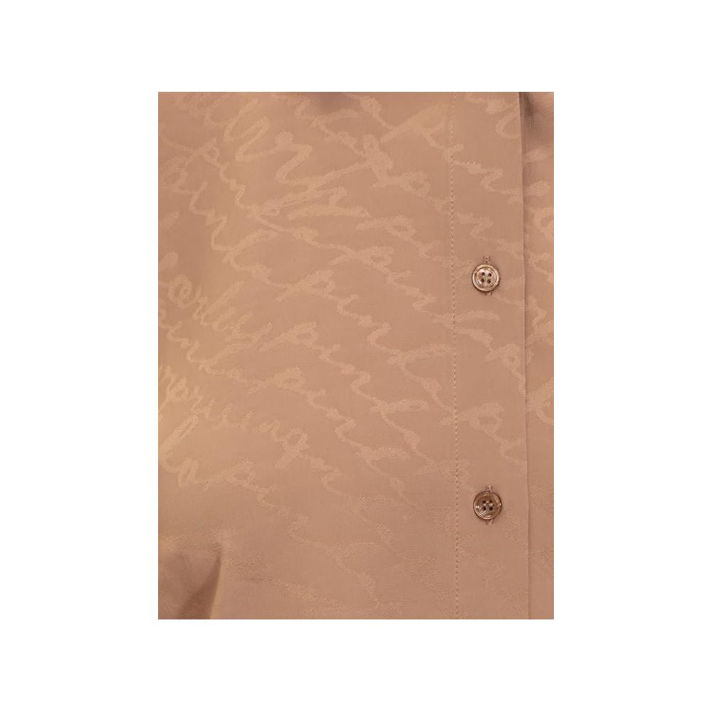 PINKO Beige Haircalf Shirt: Bold Jacquard Silk Elegance