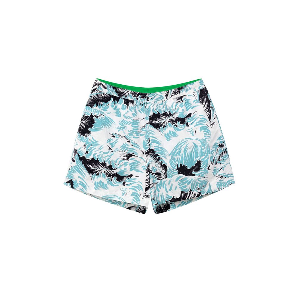 Bottega Veneta White Feather Print Boxer Swim Shorts for Men