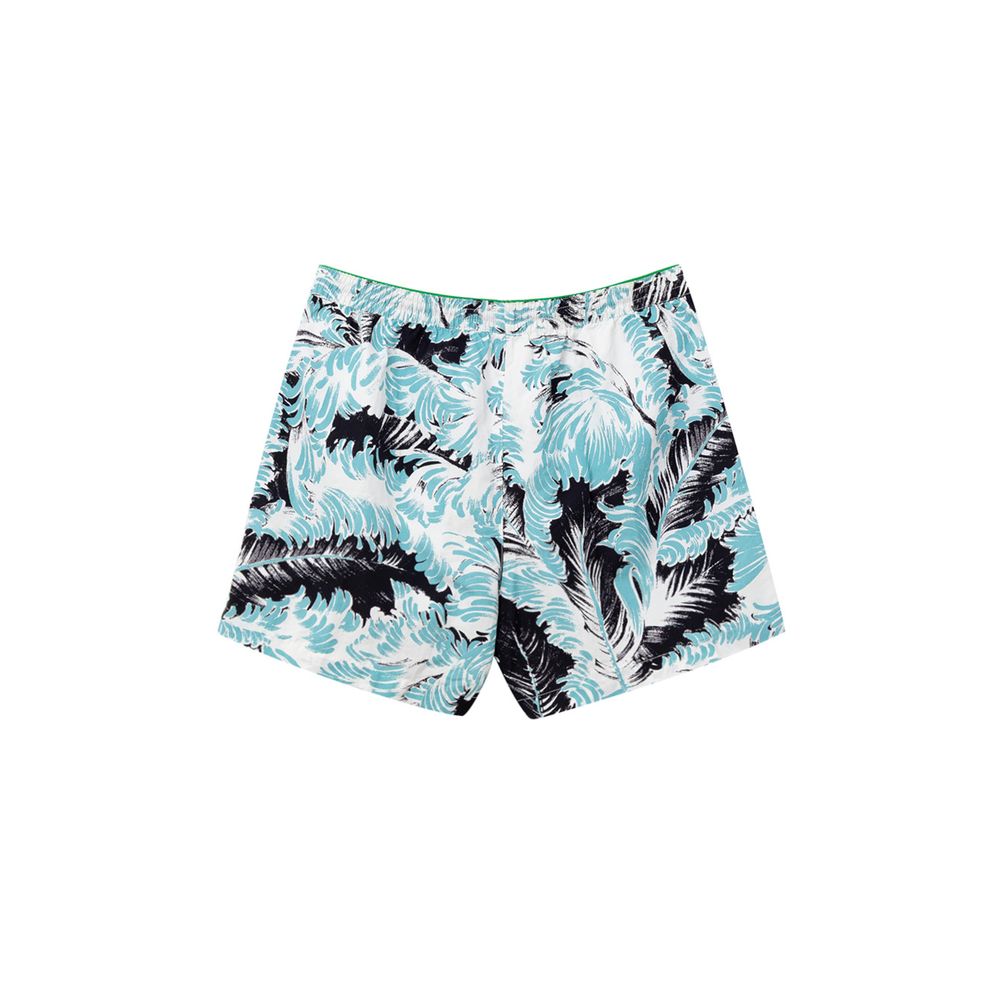 Bottega Veneta White Feather Print Boxer Swim Shorts for Men