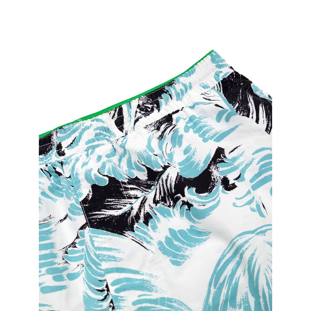 Bottega Veneta White Feather Print Boxer Swim Shorts for Men