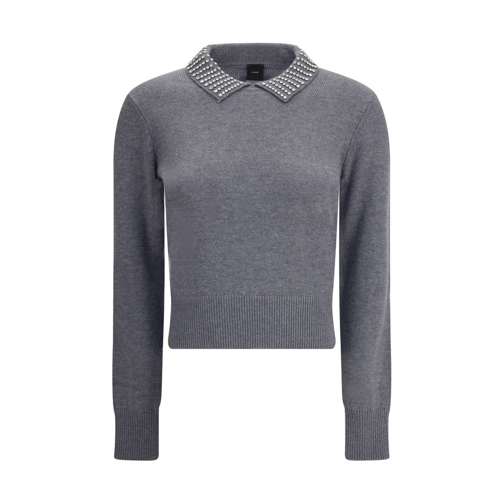 PINKO Rhinestone-Decorated Collar Sweater