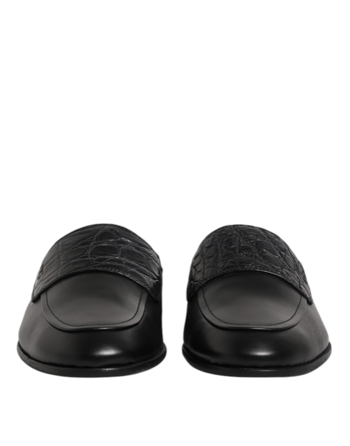 Dolce & Gabbana Black Calfskin Leather Slip On Loafers