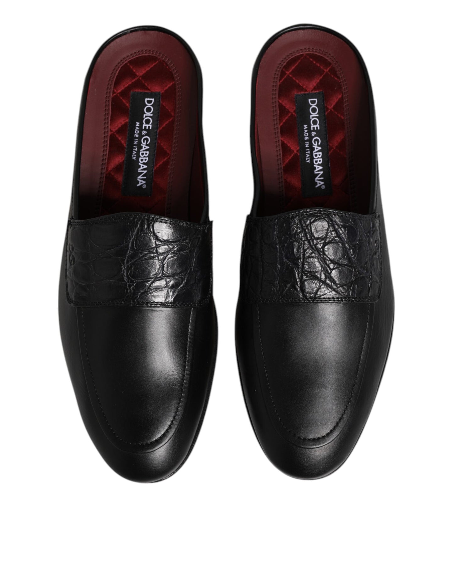 Dolce & Gabbana Black Calfskin Leather Slip On Loafers