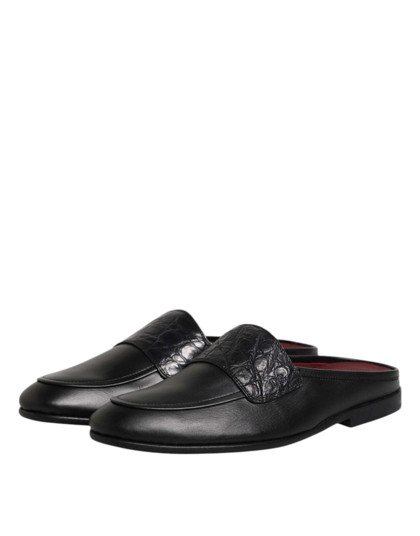 Dolce & Gabbana Black Calfskin Leather Slip On Loafers