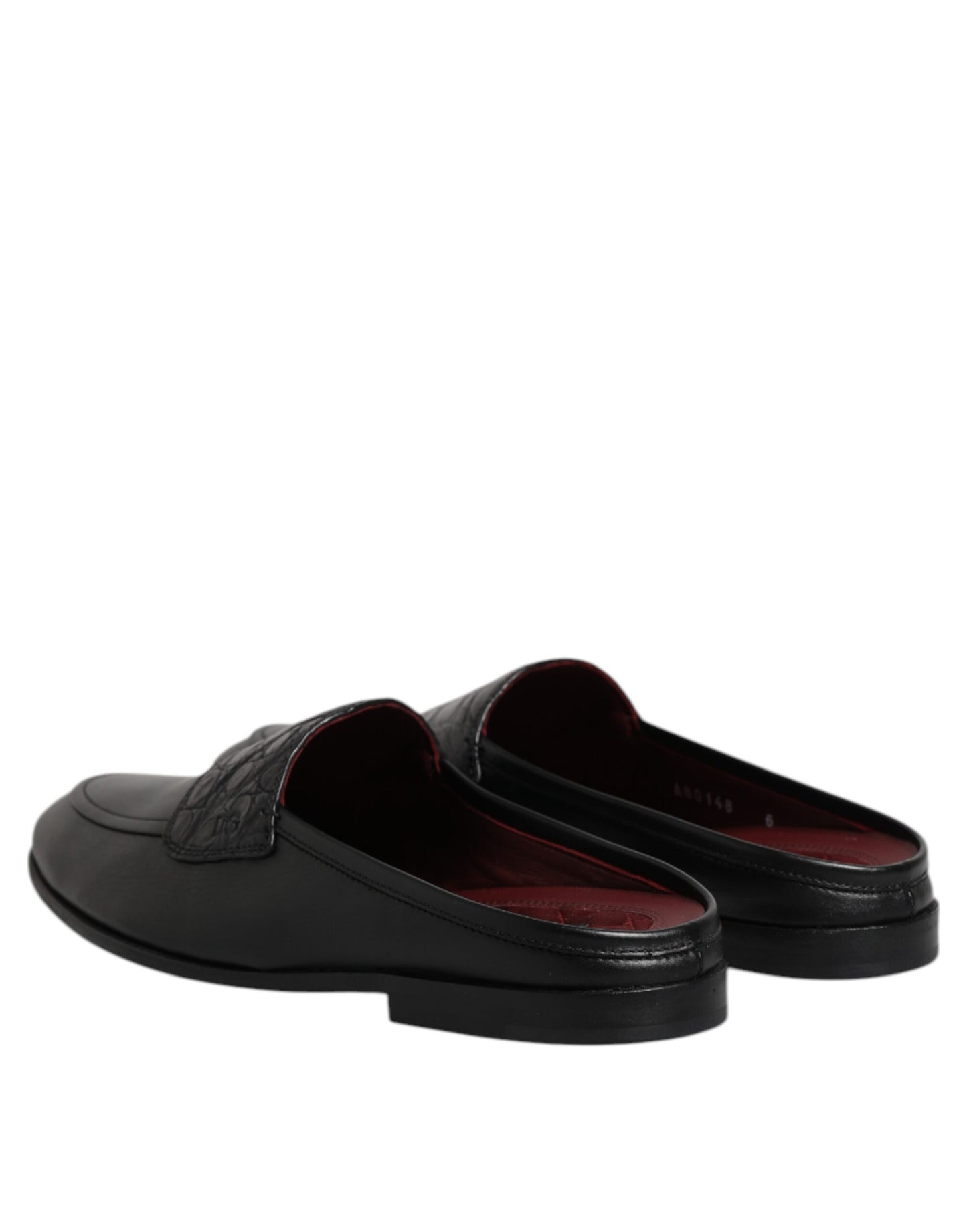 Dolce & Gabbana Black Calfskin Leather Slip On Loafers
