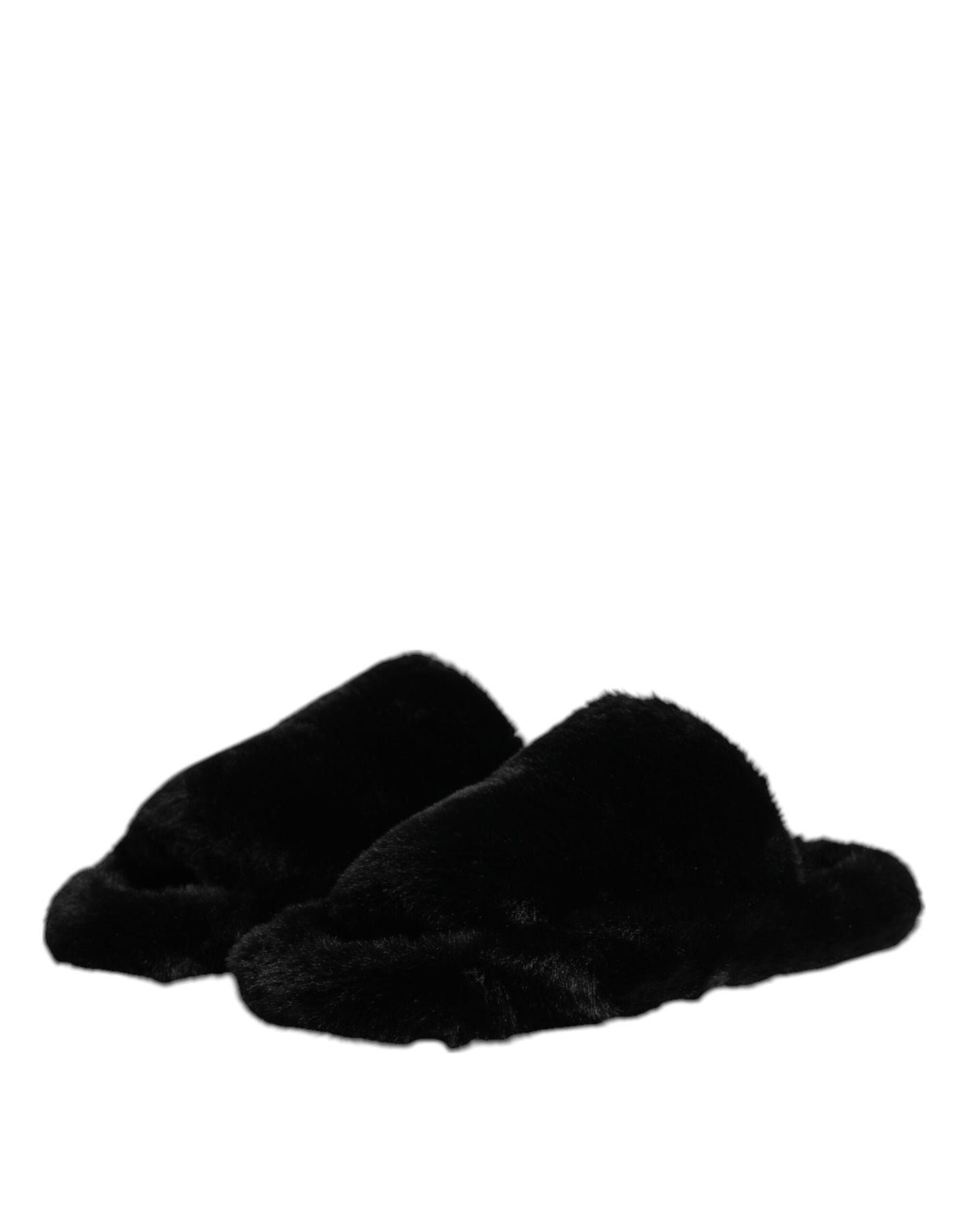 Dolce & Gabbana Black Velvet Slides Slipper Shoes