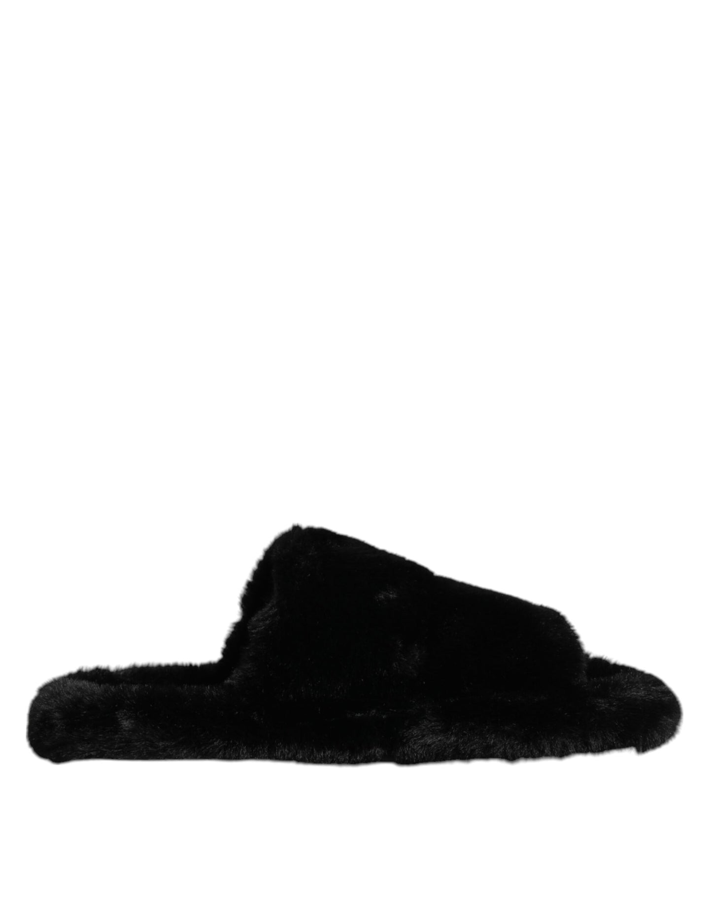 Dolce & Gabbana Black Velvet Slides Slipper Shoes