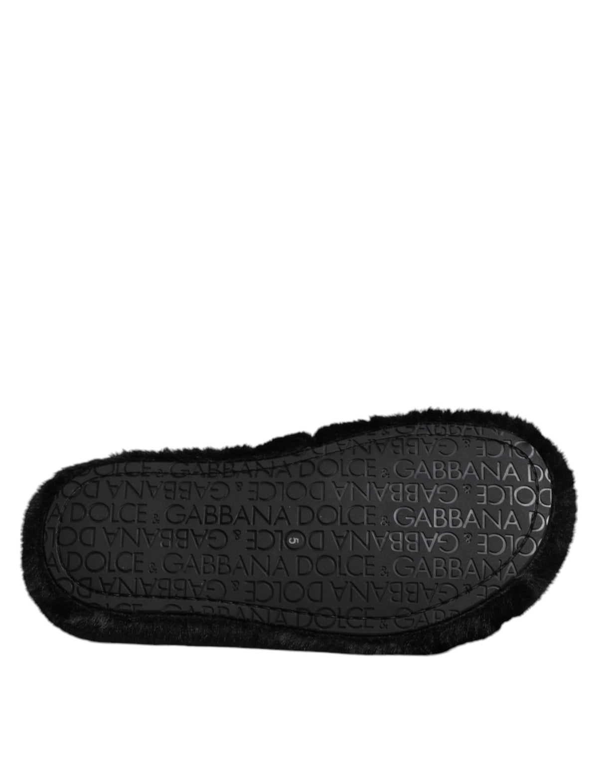 Dolce & Gabbana Black Velvet Slides Slipper Shoes