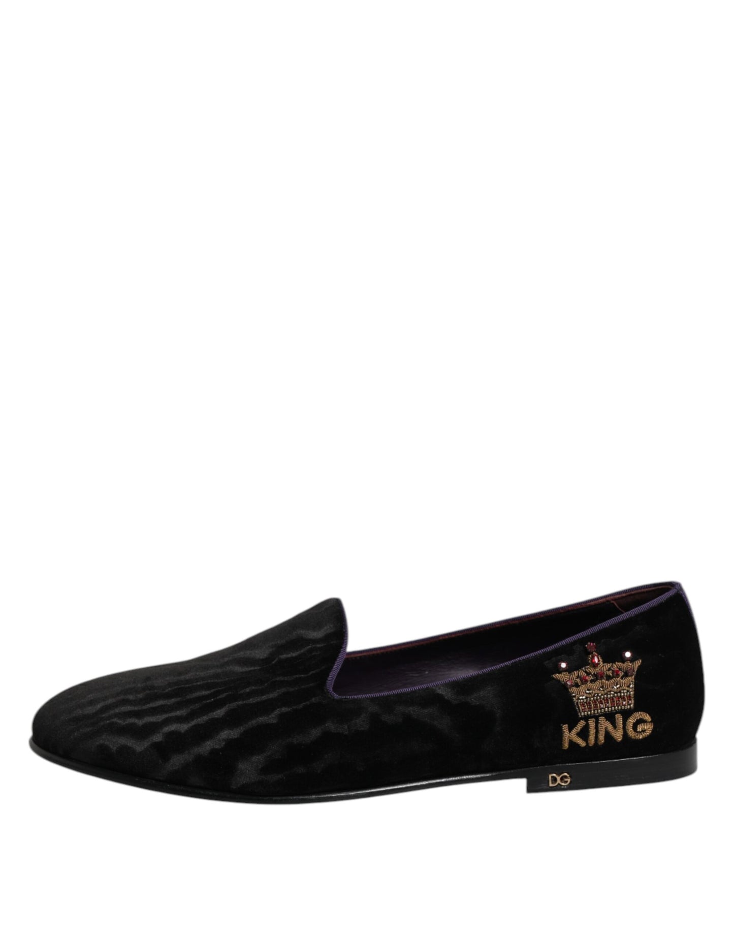 Dolce & Gabbana Black DG Crown Embroidery Loafers