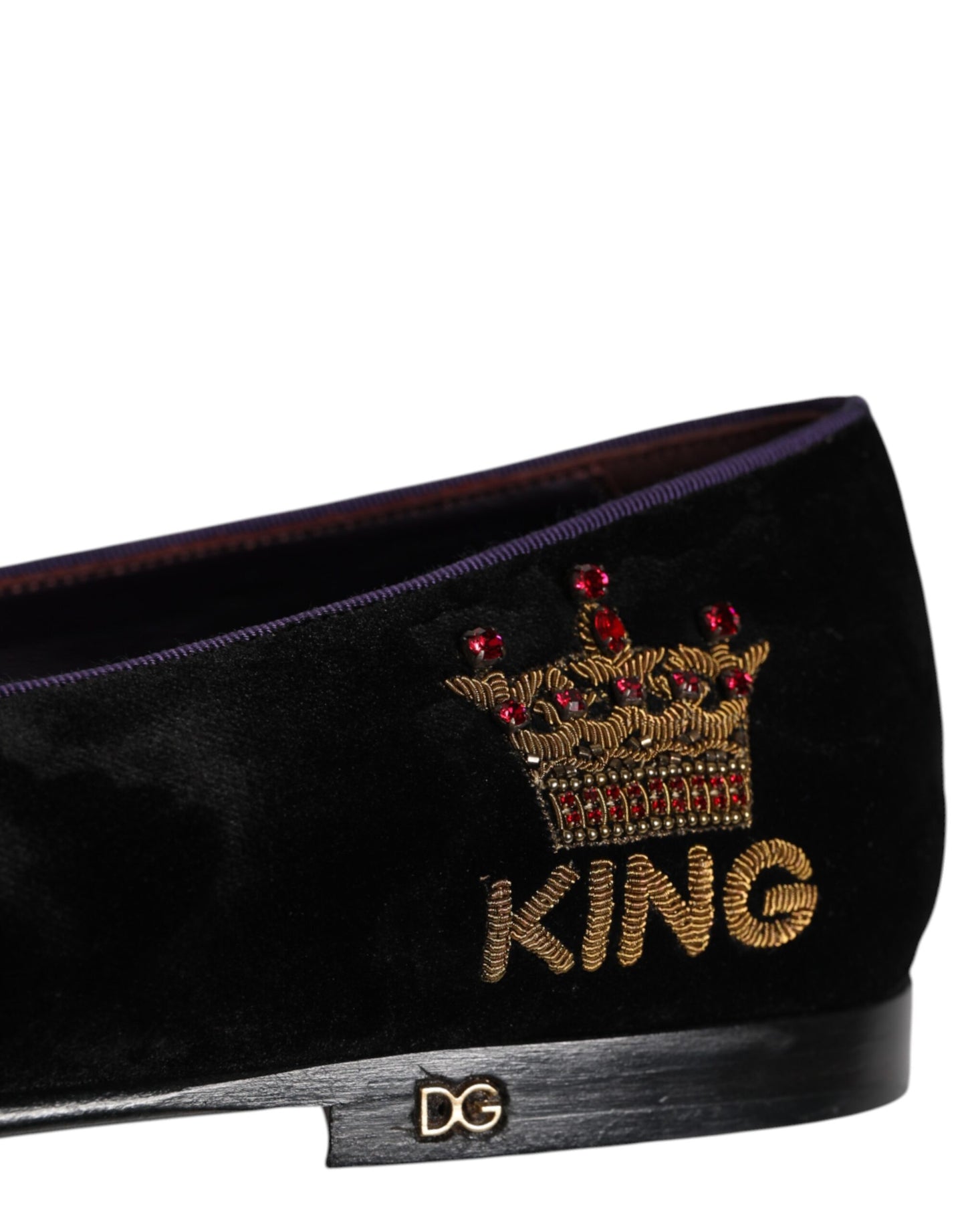 Dolce & Gabbana Black DG Crown Embroidery Loafers