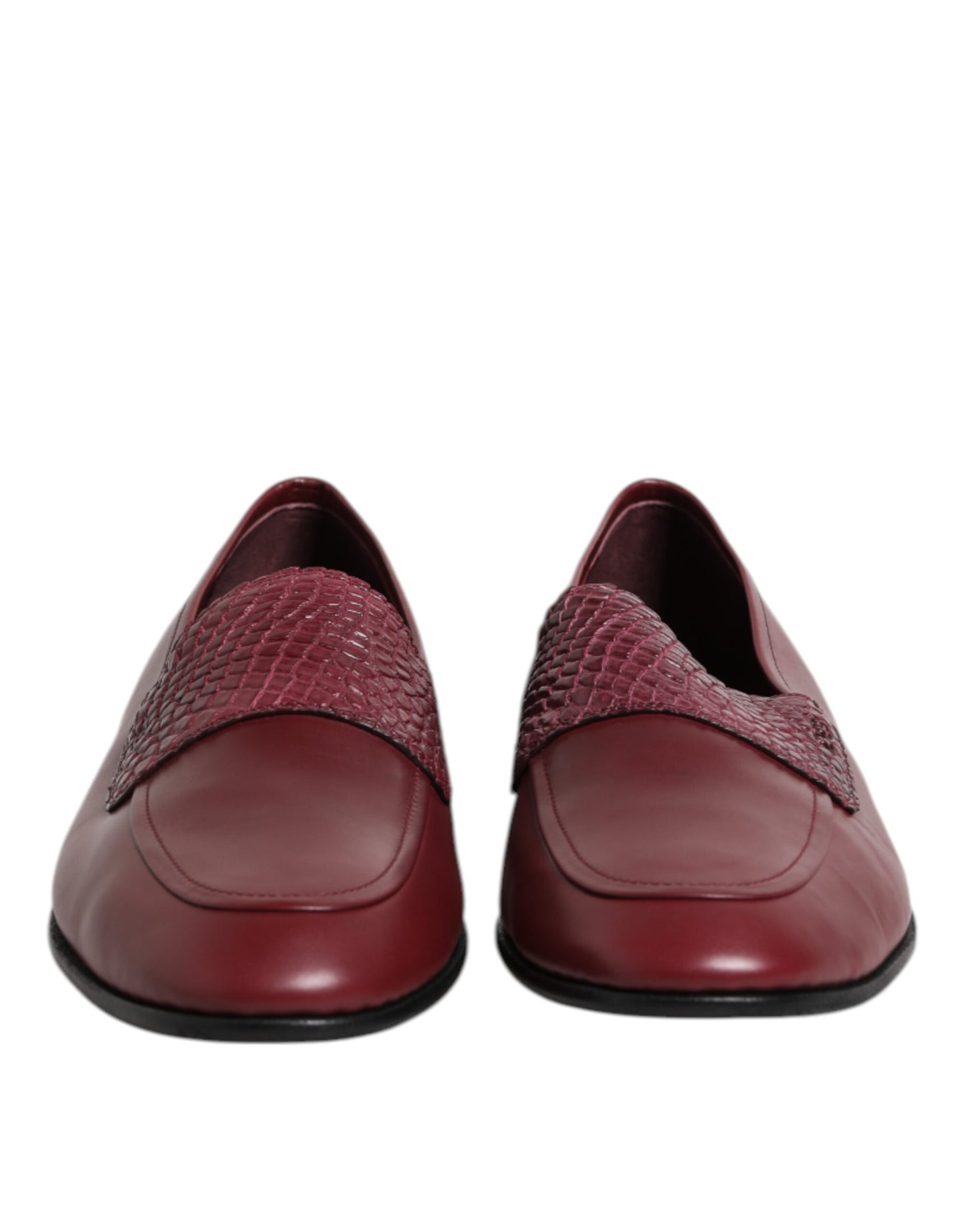 Dolce & Gabbana Burgundy Calfskin Leather Formal Slip-On Shoes