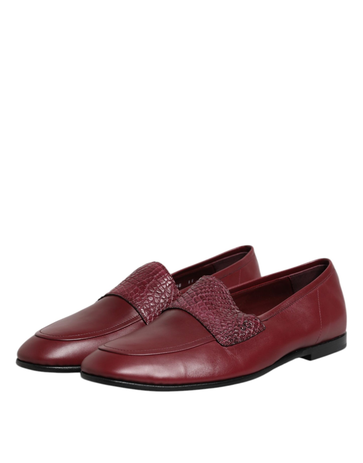Dolce & Gabbana Burgundy Calfskin Leather Formal Slip-On Shoes