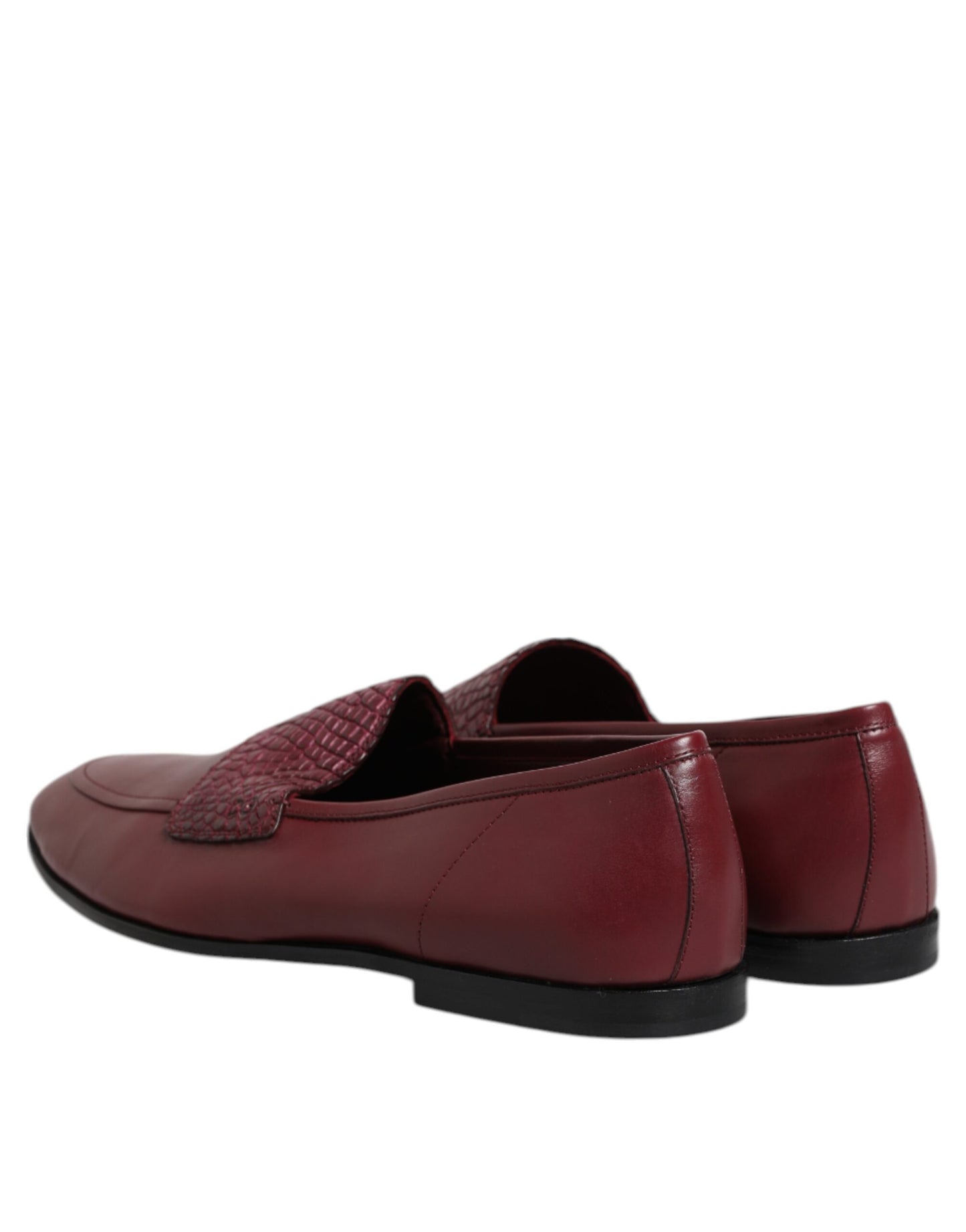 Dolce & Gabbana Burgundy Calfskin Leather Formal Slip-On Shoes