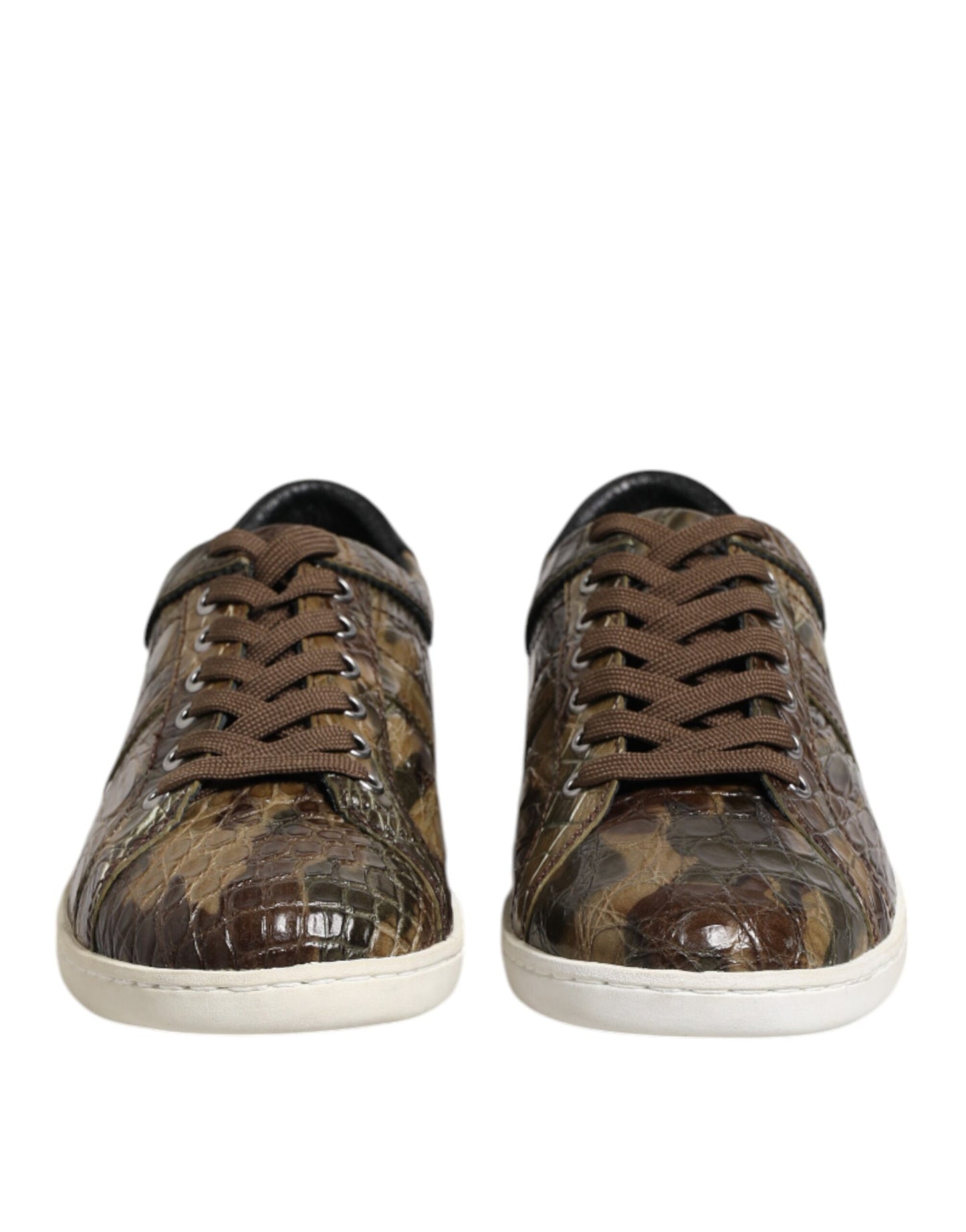 Dolce & Gabbana Brown Exotic Leather Low Top Sneakers