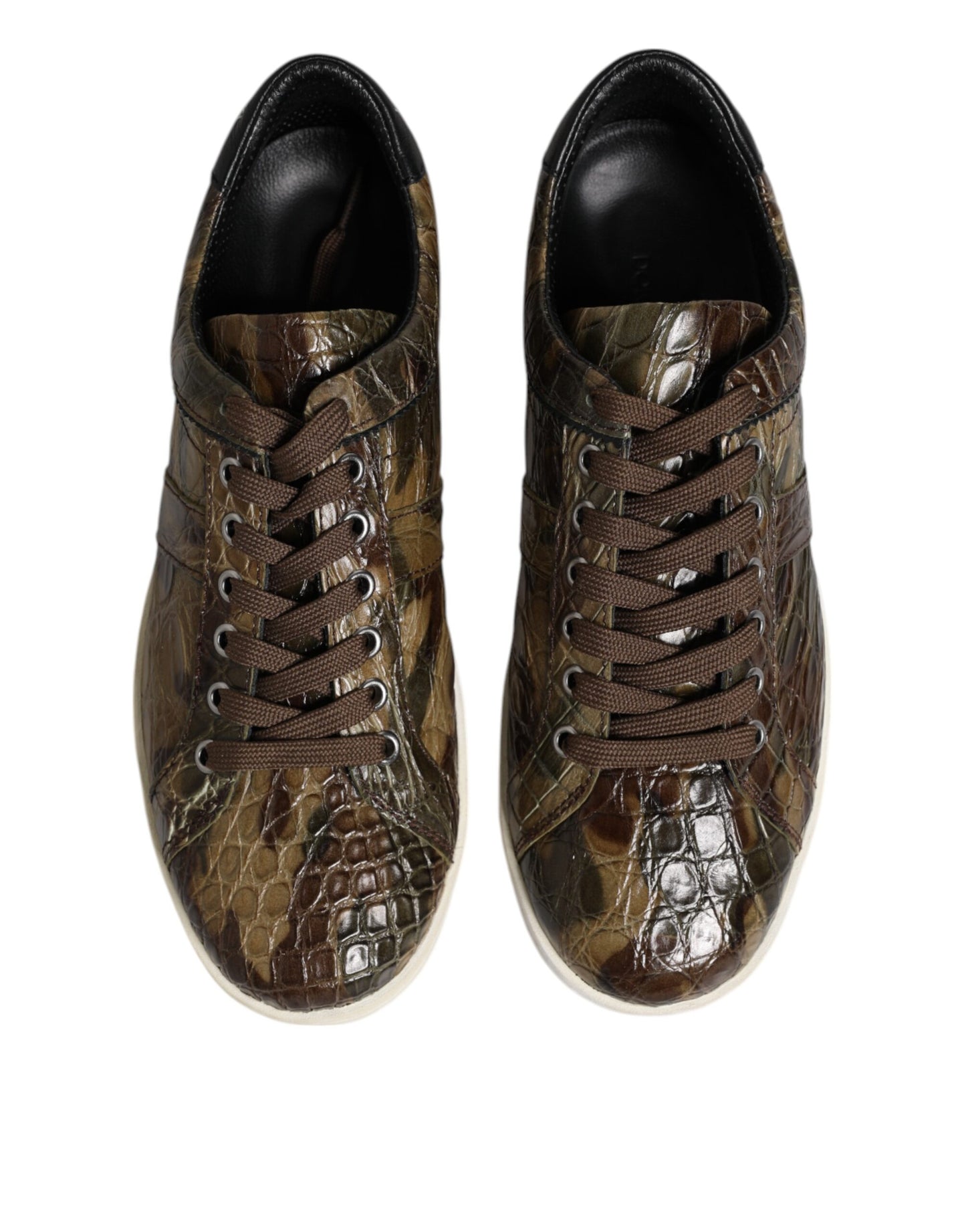 Dolce & Gabbana Brown Exotic Leather Low Top Sneakers