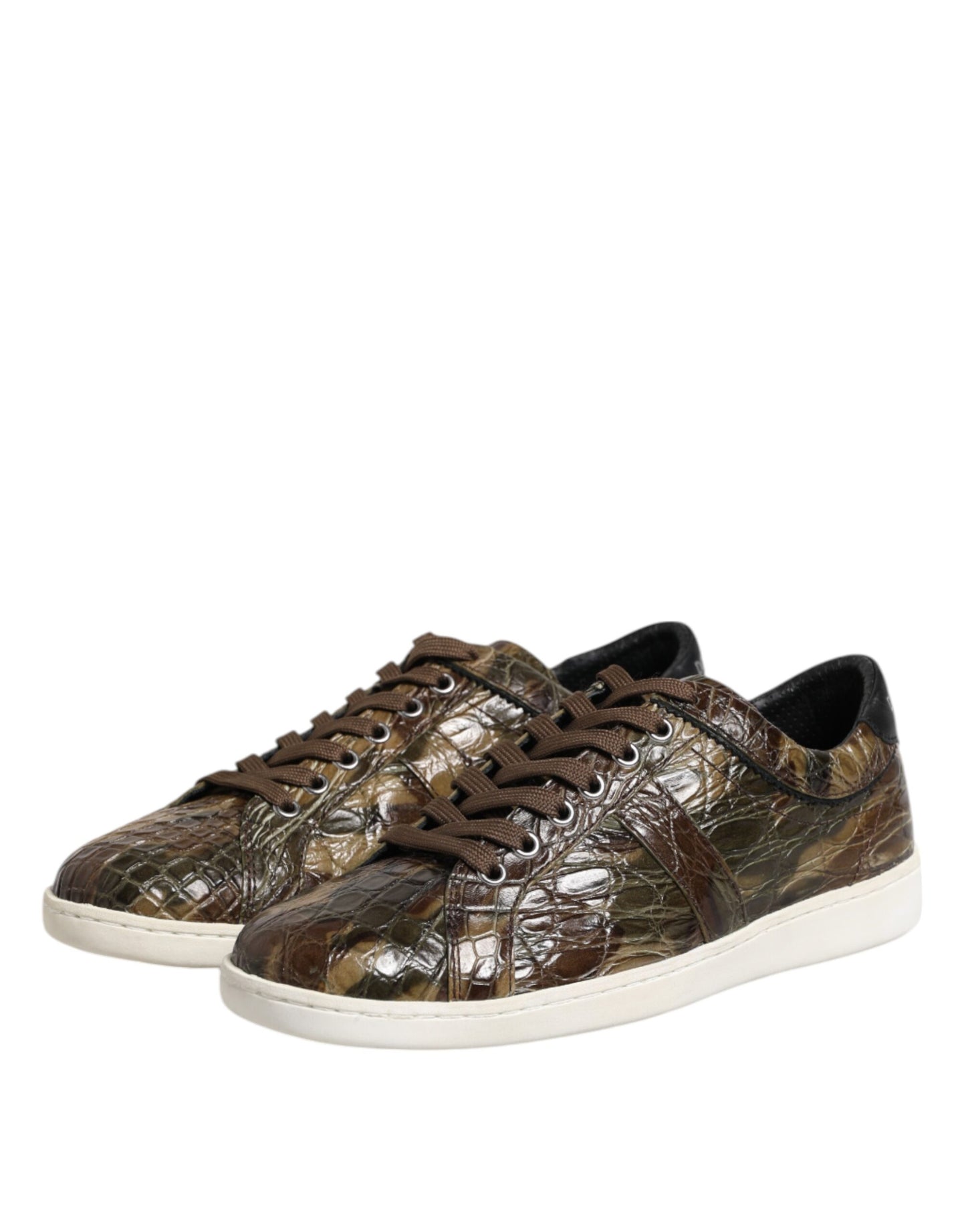Dolce & Gabbana Brown Exotic Leather Low Top Sneakers