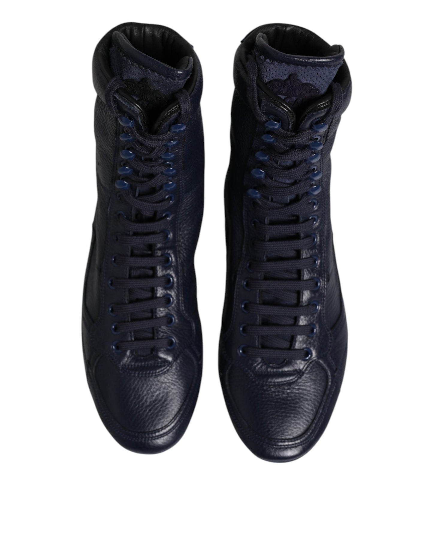 Dolce & Gabbana Dark Blue Leather KING High Top Sneakers