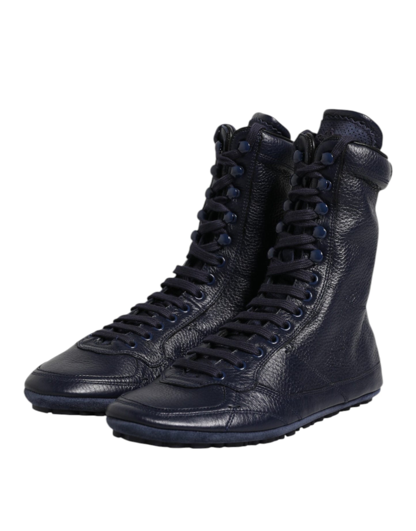 Dolce & Gabbana Dark Blue Leather KING High Top Sneakers