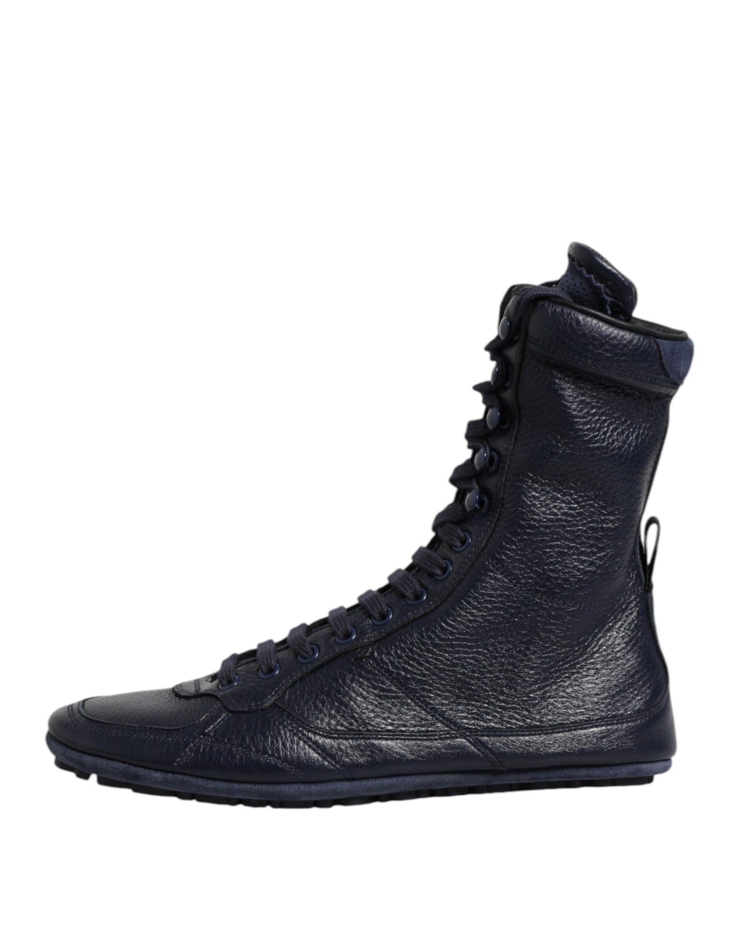 Dolce & Gabbana Dark Blue Leather KING High Top Sneakers