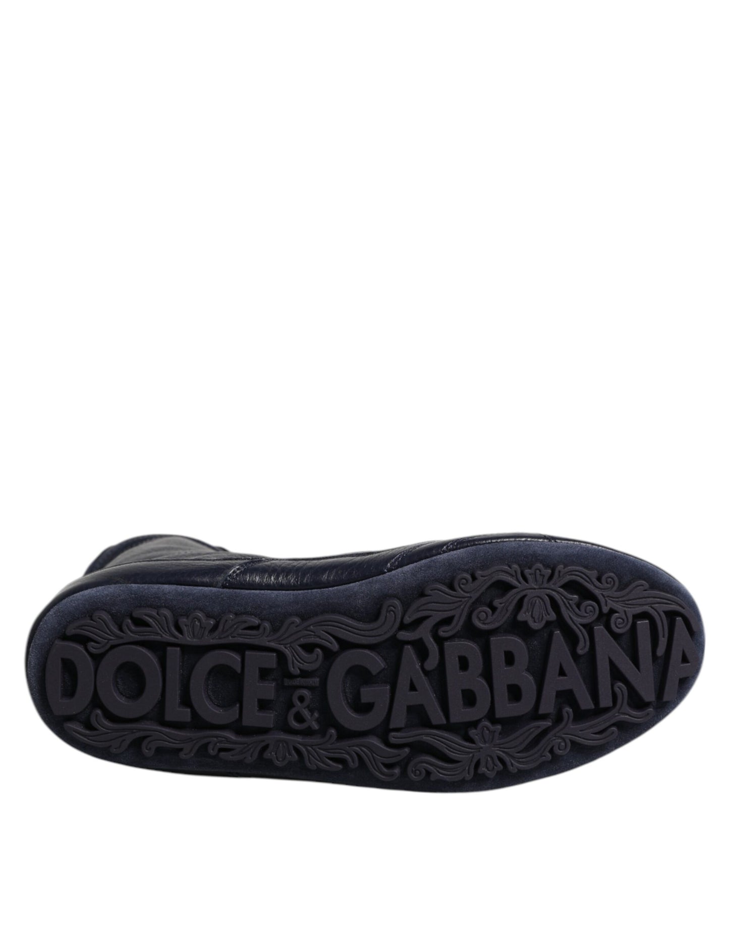 Dolce & Gabbana Dark Blue Leather KING High Top Sneakers
