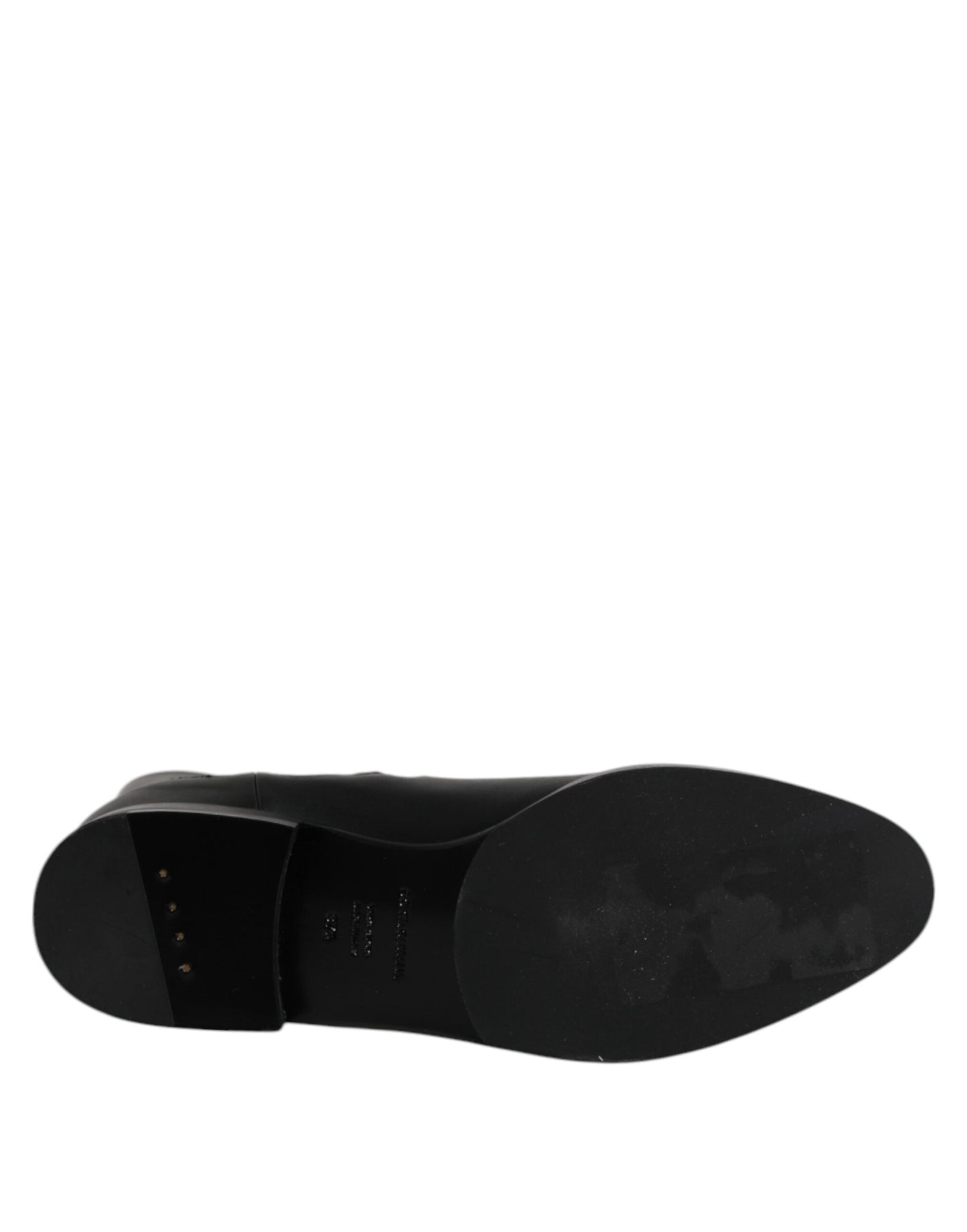 Dolce & Gabbana Black Leather Flats Logo Short Boots