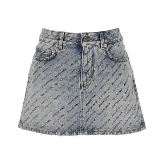 Balenciaga Logo Print Denim Skirt – A Fashion Statement