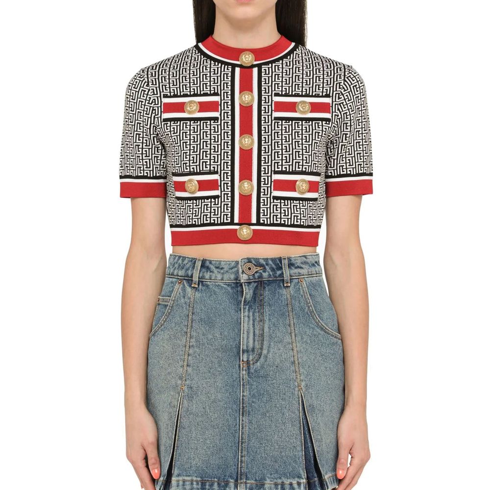 Balmain Cropped Monogram Top - Statement Elegance
