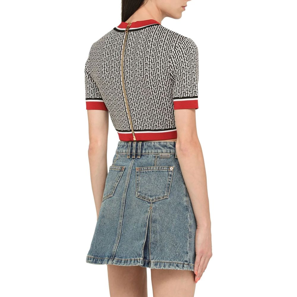 Balmain Cropped Monogram Top - Statement Elegance