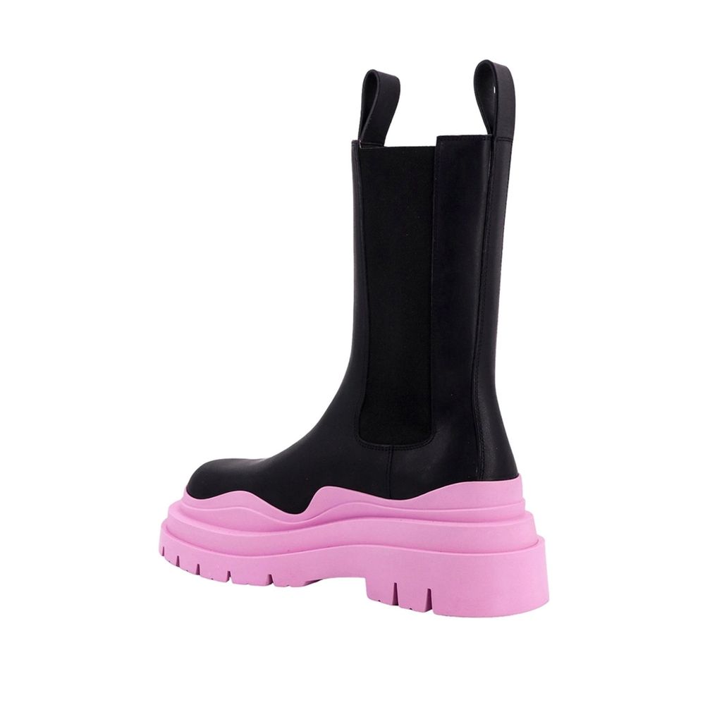 Bottega Veneta Black & Pink Sole Tire Boots