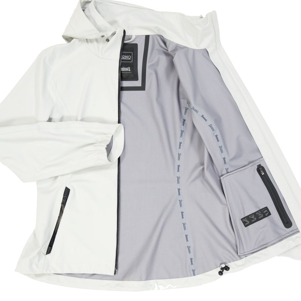 Herno Women's White Hooded Water-Repellent Rain Jacket