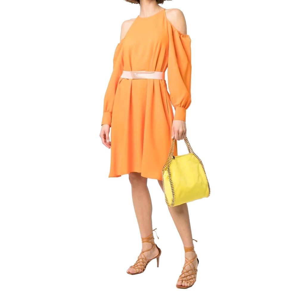 Stella McCartney Orange Off-Shoulder Long Sleeve Dress