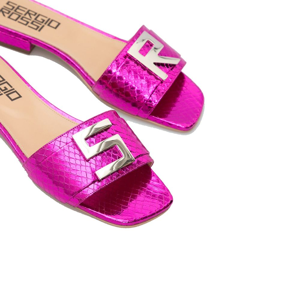 Sergio Rossi Elegant Leather Flat Sandals