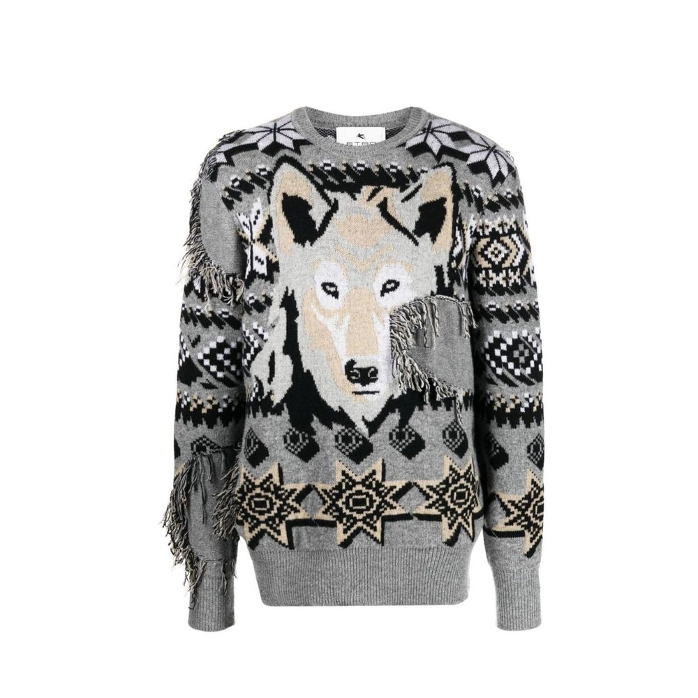 Etro Wool Sweater - Elegant Animal Print Knitwear