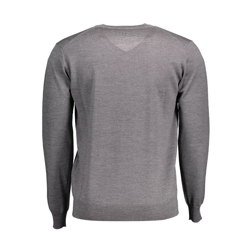 Harmont & Blaine Gray Wool Sweater with Embroidery