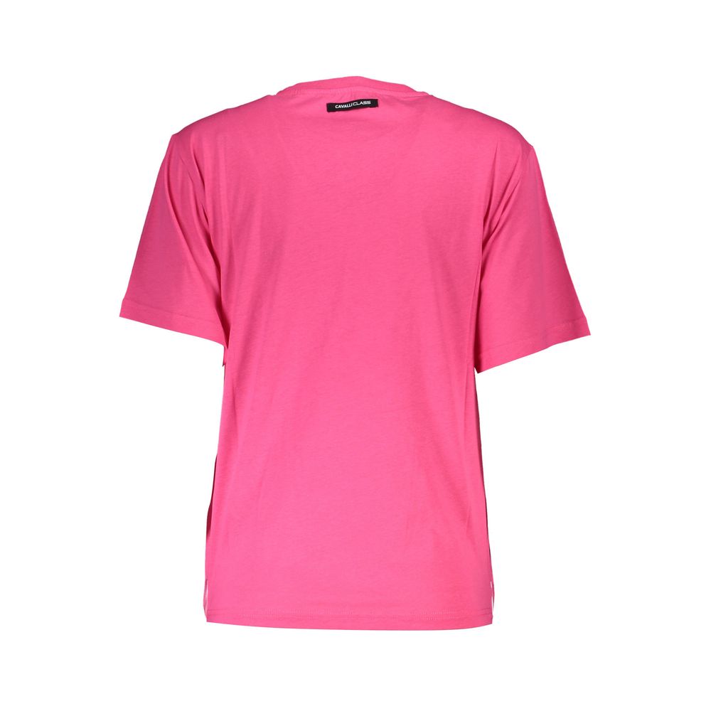 Cavalli Class Pink Cotton T-Shirt - Bold and Chic Statement Top