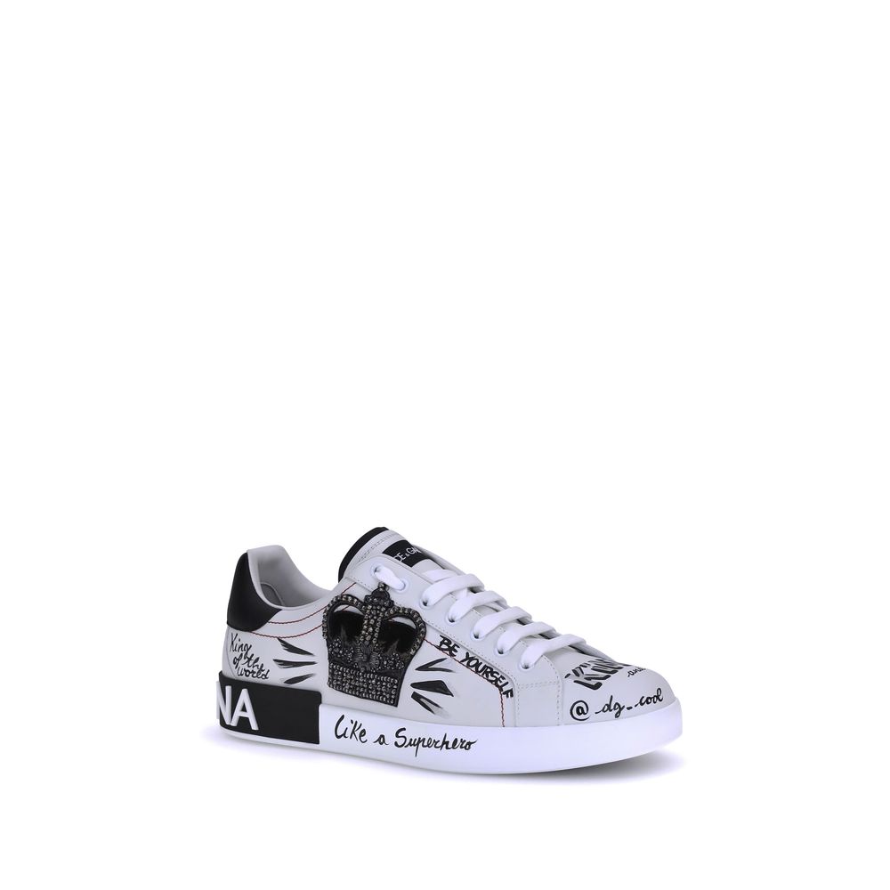 Dolce & Gabbana Black & White Portofino Sneakers for Men