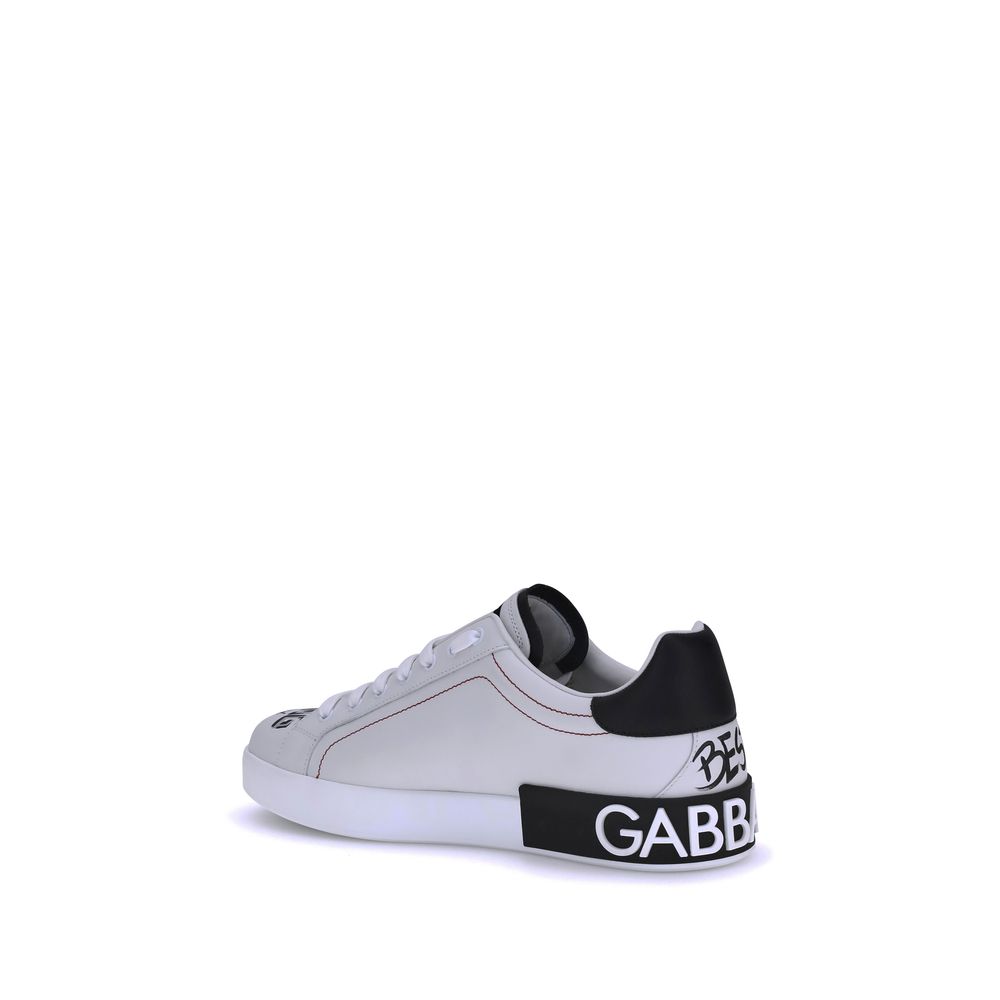 Dolce & Gabbana Black & White Portofino Sneakers for Men