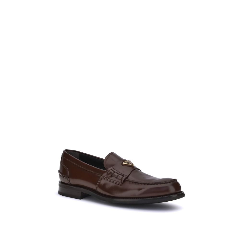 Prada Triangular Plaque Loafers - Timeless Elegance