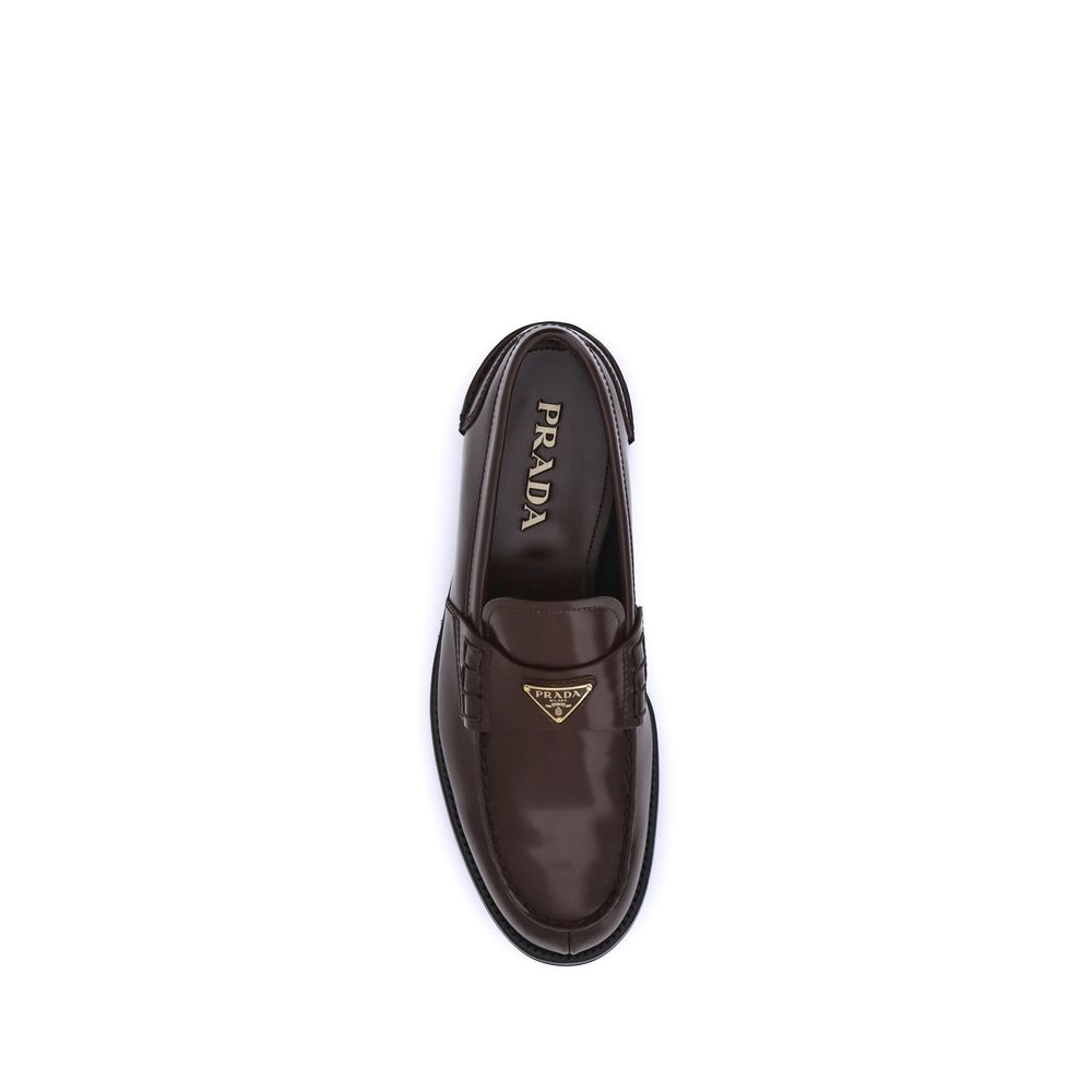 Prada Triangular Plaque Loafers - Timeless Elegance