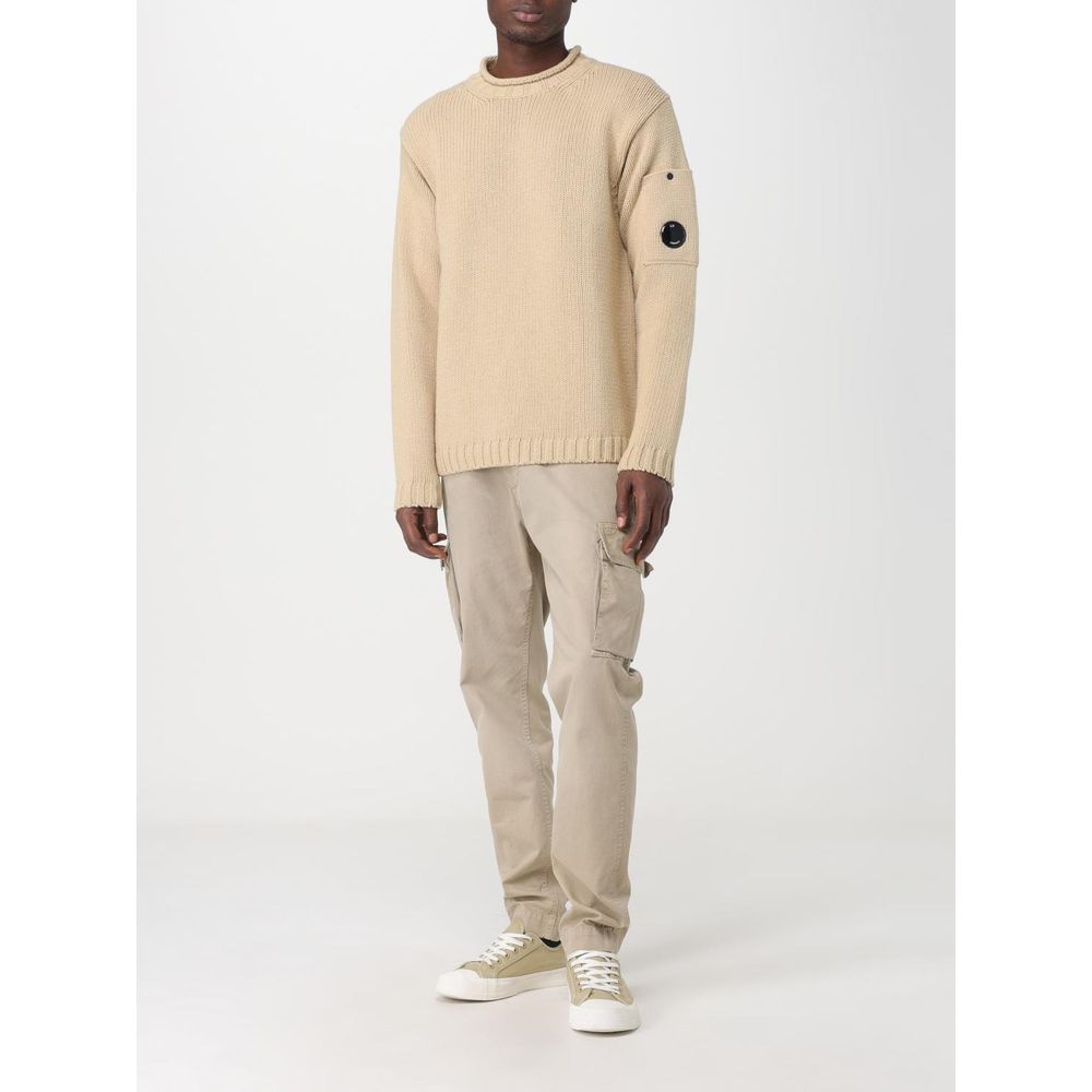 C.P. Company Beige Wool Sweater with Goggle Detail