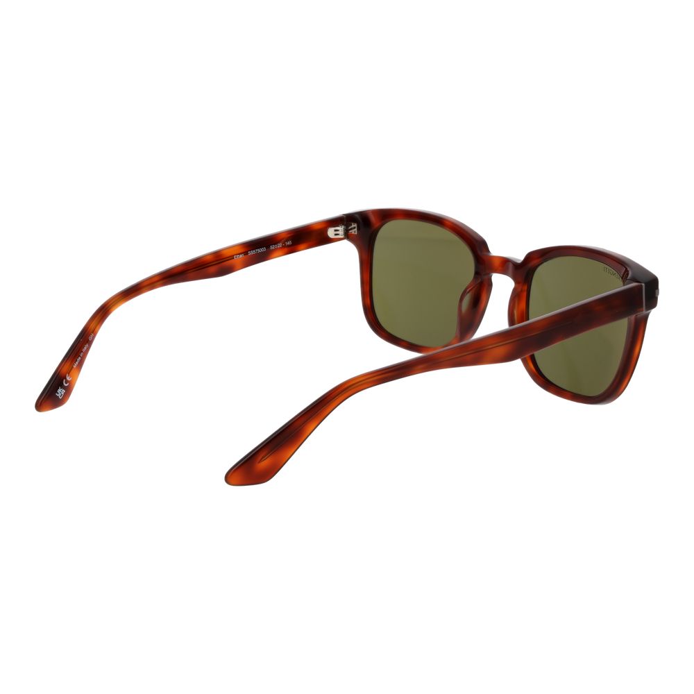 Serengeti Brown Acetate Sunglasses – Square Design with Green Lenses