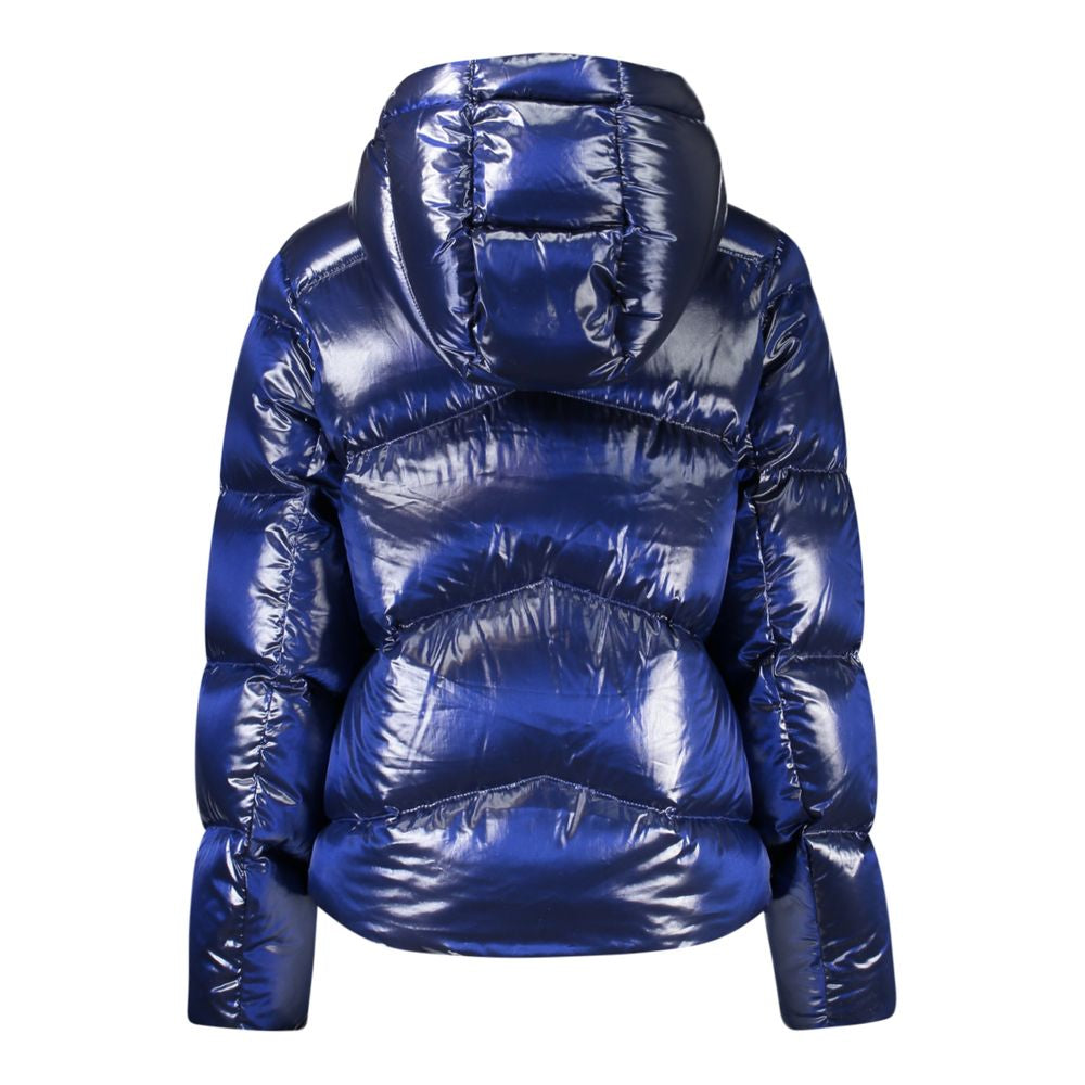 K-WAY Blue Polyamide Long Sleeve Jacket with Hood
